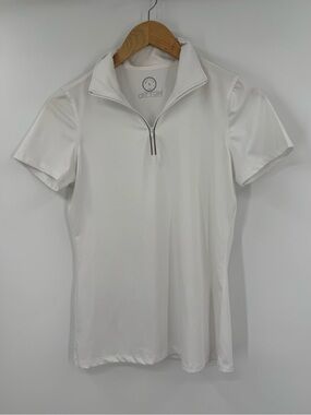 Mott50 Kathryn Quarter Zip UPF 50 Short Sleeve Polo | White | Small
